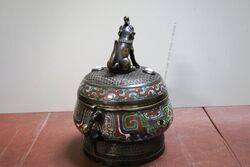 Vintage Chinese Bronze Cloisonne Censer 