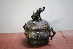 Vintage Chinese Bronze Cloisonne Censer 