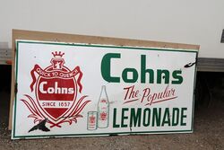 Vintage Cohns The Popular Lemonade Pictorial Enamel Sign 