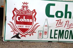 Vintage Cohns The Popular Lemonade Pictorial Enamel Sign 