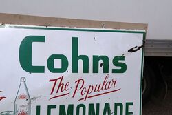 Vintage Cohns The Popular Lemonade Pictorial Enamel Sign 