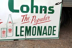 Vintage Cohns The Popular Lemonade Pictorial Enamel Sign 