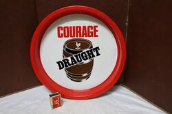 Vintage Courage Draft Metal Pictorial Pub Tray.