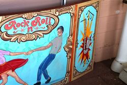 Vintage Curved Fairground Style Panel Depicting Rock n Roll 