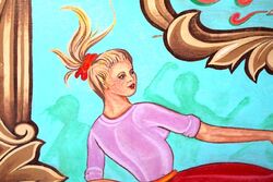 Vintage Curved Fairground Style Panel Depicting Rock n Roll 