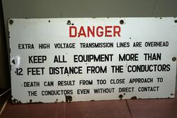 Vintage DANGER Electricity Enamel Warning Sign  