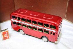 Vintage Double Decker Bus MF185 Friction Tin Toy