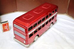 Vintage Double Decker Bus MF185 Friction Tin Toy