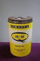 Vintage Duckhams 2050 Motor Oil 5 Gallon Drum in Good Condition 