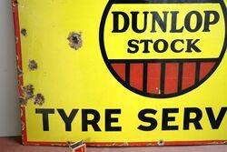 Vintage Dunlop Stock Tyre Service Enamel Adv Sign 