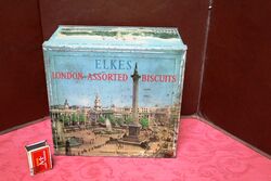 Vintage ELKES London Biscuits Pictorial Tin. 