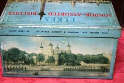 Vintage ELKES London Biscuits Pictorial Tin 