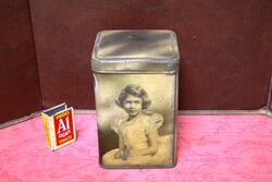 Vintage E I and Co Ltd SHIPLEY YORKS  GEORGE VI and Royal Family TEA TIN 1930s