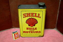 Vintage Early French Shell Motor Oil 2 litre Tin.