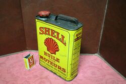 Vintage Early French Shell Motor Oil 2 litre Tin