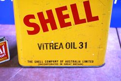 Vintage Early Shell Vitrea Oil 31 One Gallon Tin