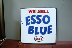 Vintage Esso Blue Double Sided Enamel Sign 