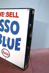Vintage Esso Blue Double Sided Enamel Sign 