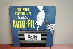Vintage Exide AutoFil Battery Metal Sign 