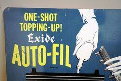 Vintage Exide AutoFil Battery Metal Sign 