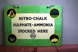 Vintage Farming  ICI Nitro-Chalk Double Sided Enamel Sign. #