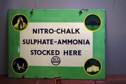 Vintage Farming  ICI NitroChalk Double Sided Enamel Sign 