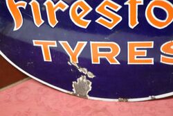 Vintage Firestone Post Mount Double Sided Enamel Sign