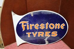Vintage Firestone Post Mount Double Sided Enamel Sign