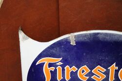 Vintage Firestone Post Mount Double Sided Enamel Sign