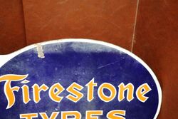 Vintage Firestone Post Mount Double Sided Enamel Sign