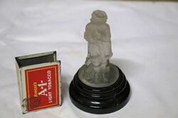 Vintage Frosted Glass Miniature Female Figure on Stand 