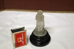 Vintage Frosted Glass Miniature Female Figure on Stand. 