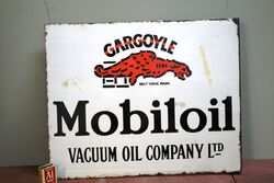 Vintage Gargoyle Mobiloil Double Sided Enamel Sign