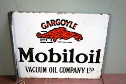 Vintage Gargoyle Mobiloil Double Sided Enamel Sign