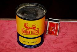 Vintage Golden Fleece Ram on Bone Water Pump 1lb Tin