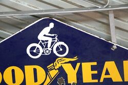 Vintage Goodyear Cycle Tyres Double Sided Lozenge Shaped Enamel Sign 