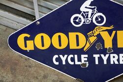 Vintage Goodyear Cycle Tyres Double Sided Lozenge Shaped Enamel Sign 