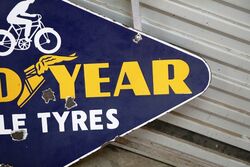 Vintage Goodyear Cycle Tyres Double Sided Lozenge Shaped Enamel Sign 