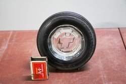 Vintage India Tyre Rubber and Glass Promotional Ashtray