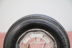 Vintage India Tyre Rubber and Glass Promotional Ashtray