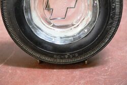 Vintage India Tyre Rubber and Glass Promotional Ashtray