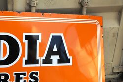 Vintage India Tyres Enamel Advertising Sign 