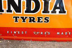 Vintage India Tyres Enamel Advertising Sign 