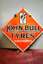 Vintage John Bull Tyres & Accessories Double Sided Enamel Sign # 