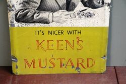 Vintage KEENand39S Mustard Small Pictorial Tin Sign 