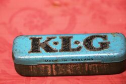 Vintage KLG Blue Spark Plug Tin
