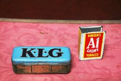Vintage KLG Blue Spark Plug Tin