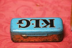Vintage KLG Blue Spark Plug Tin