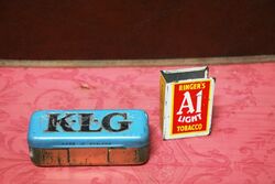 Vintage KLG Blue Spark Plug Tin
