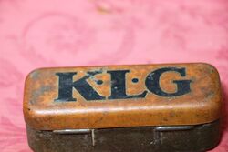Vintage KLG Orange Spark Plug Tin